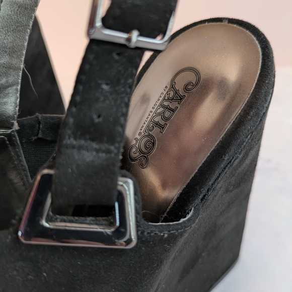 Carlos by Carlos Santana Black Velvet Wedge Sandals Size 7.5 women's shoe - Picture 10 of 12